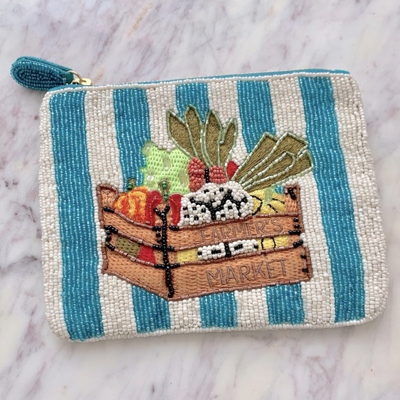 Anthropologie Handbags - 🥕 ANTHROPOLOGIE Farmer’s Market Fiona Beaded Pouch Bag